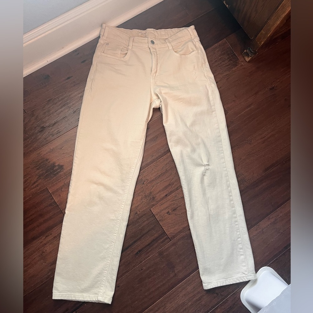 Anthropologie - Pilcro Women's Cream Straight Leg Jeans Size 27
